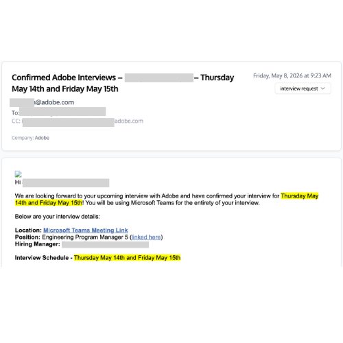 Interview or offer from Adobe