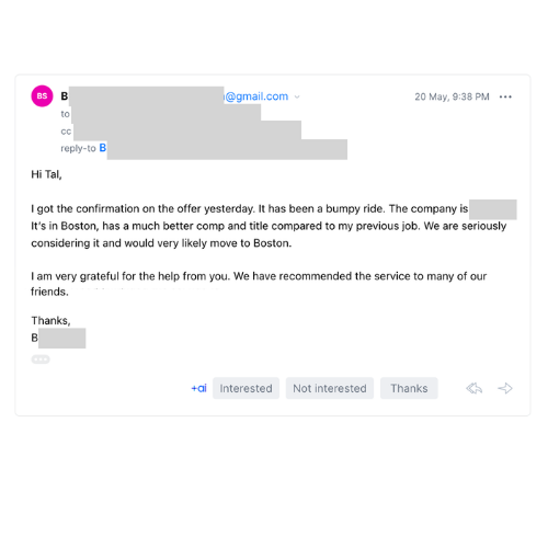 Client message — offer, raise, or inbox update