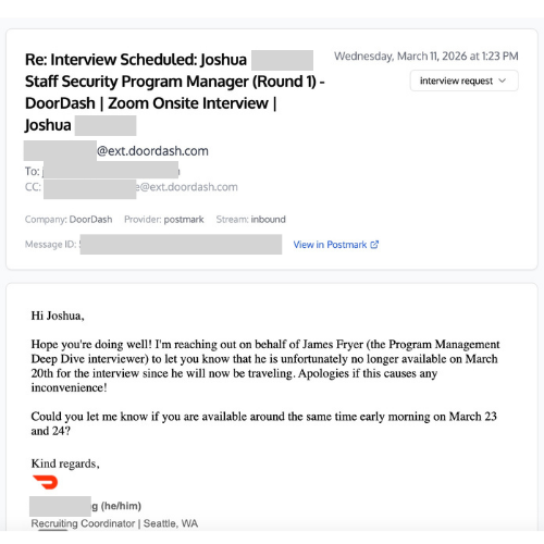 Interview or offer from DoorDash