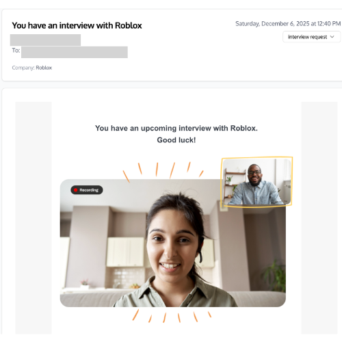 Interview or offer from Roblox