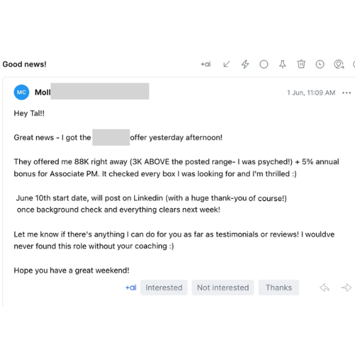 Client message — offer, raise, or inbox update